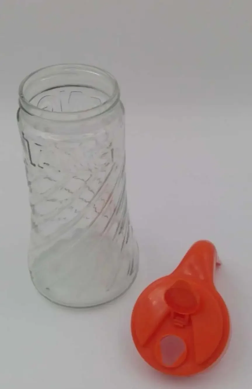 Vintage 1970s TANG Anchor Hocking Glass Orange Lid 1 Qt. Drink Pitcher